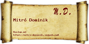 Mitró Dominik névjegykártya